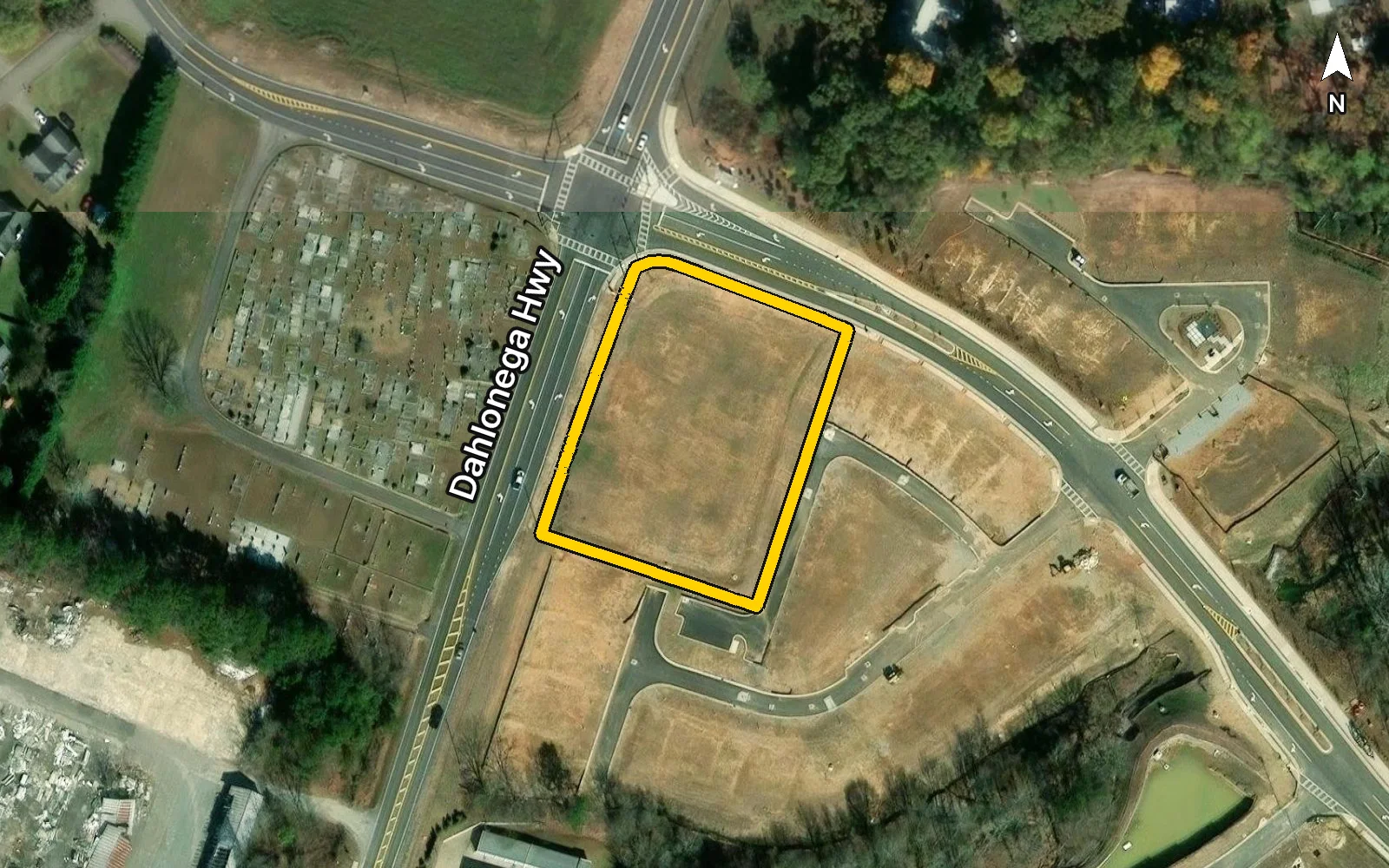 Aerial, Esri, Maxar for Dahlonega Highway
