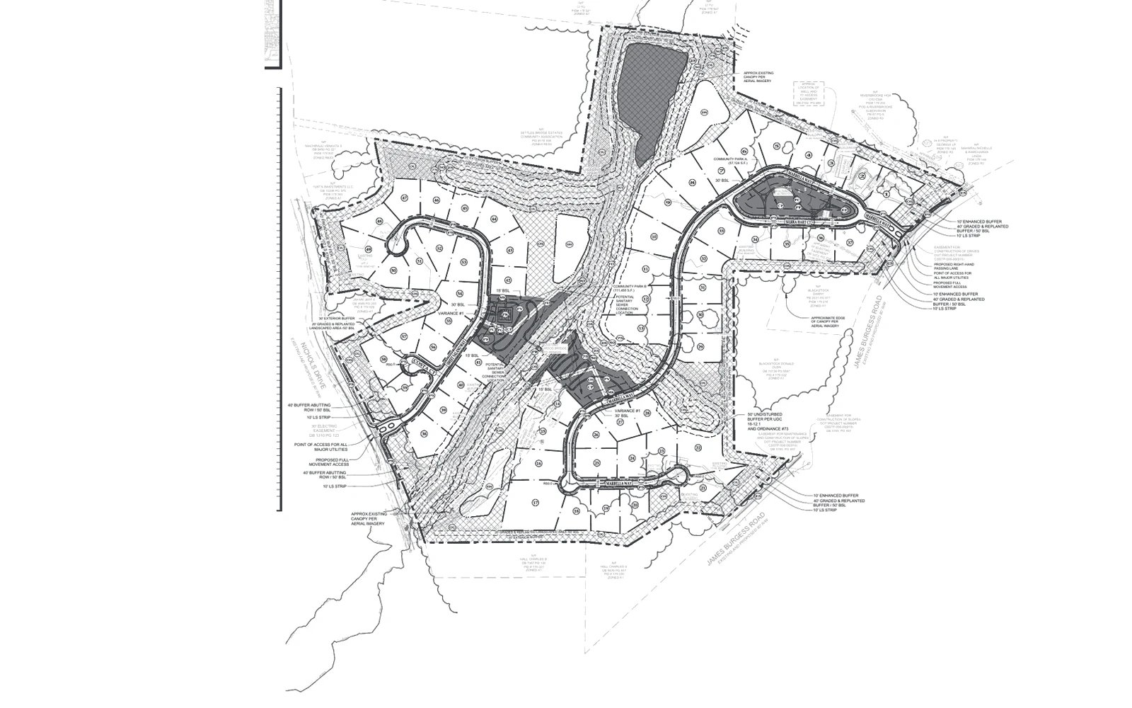 Site plan, ZA4231 for 980 and 990 James Burgess Road (Marbella)