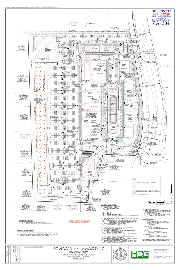 Concept plan for ZA4304, 1402 and 1404 Peachtree Pkwy, Forsyth County